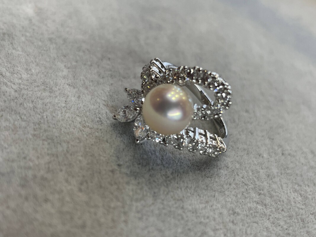 タサキのアコヤ真珠とダイヤモンドのリング