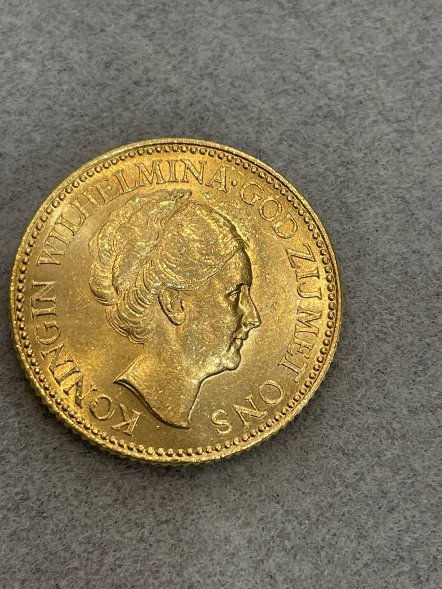 オランダ　１０ギルダー　　ウィルヘルミナ女王金貨 