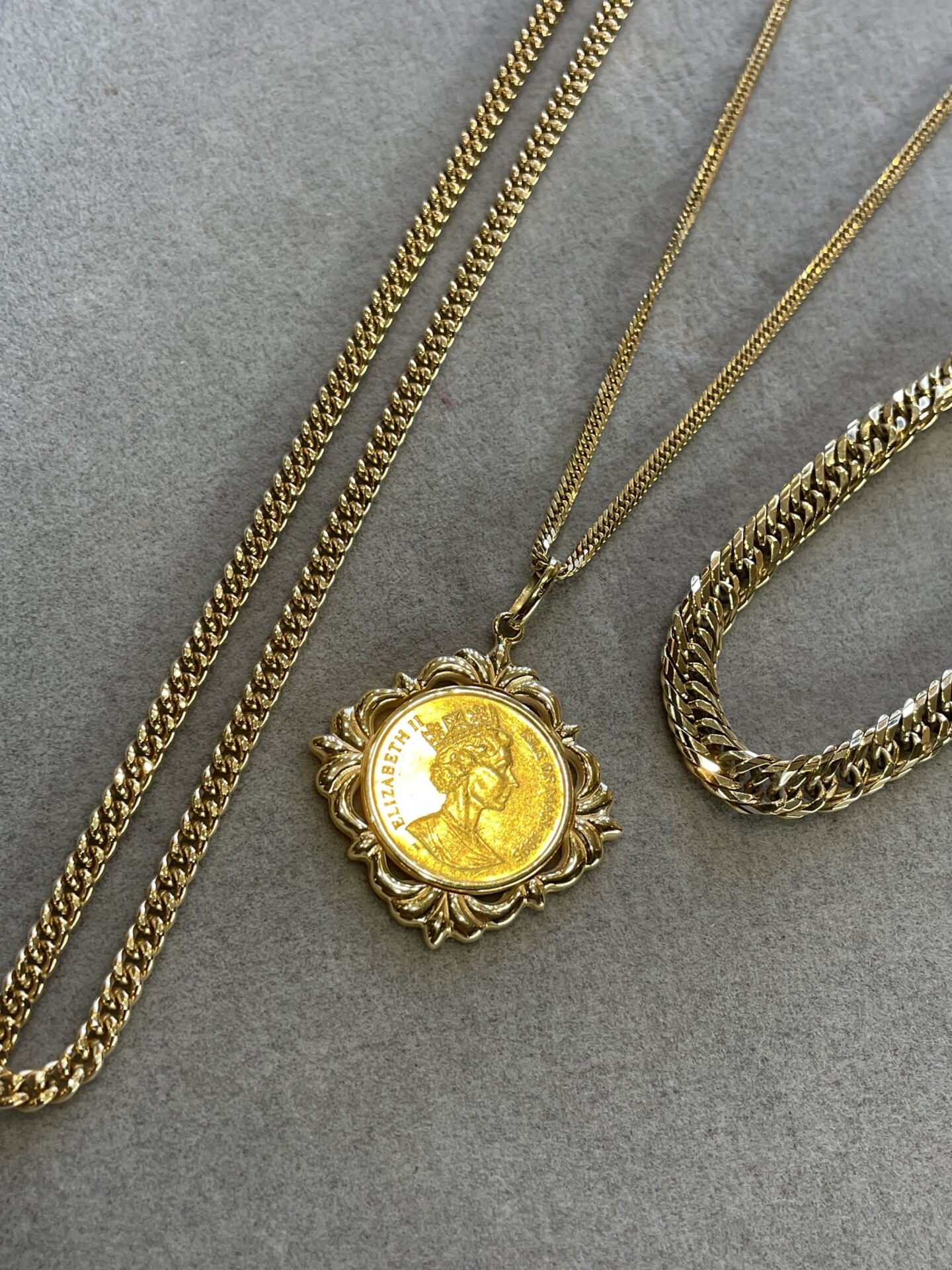 Pure gold coin necklace at Kihei necklace.