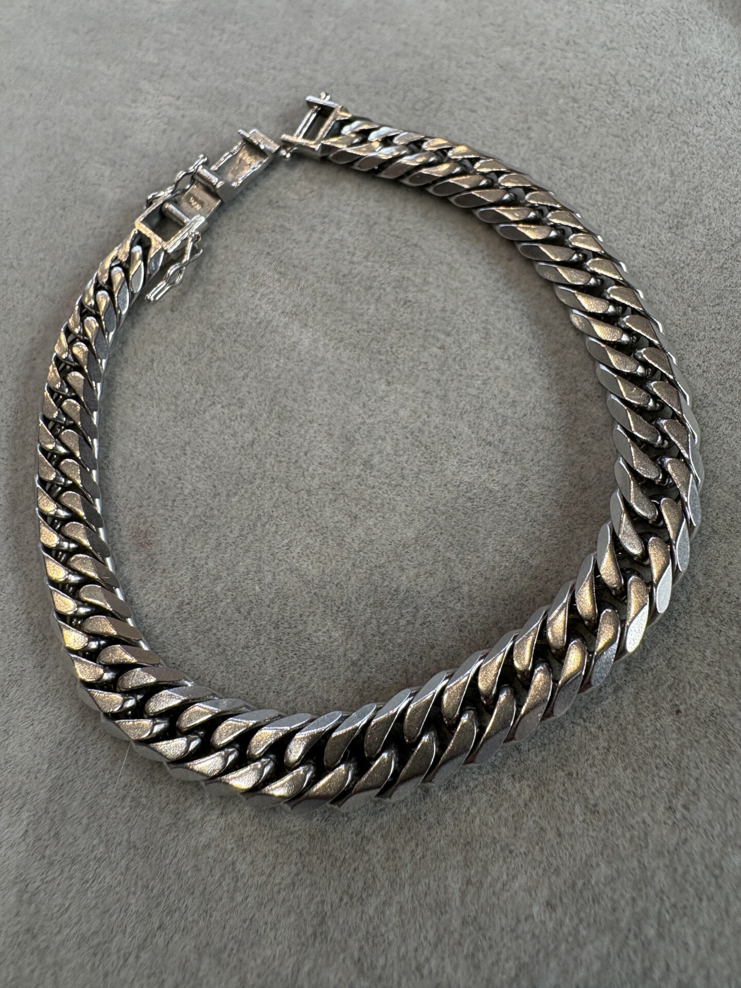 Platinum 850 6-sided double-link curb chain bracelet